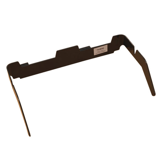 Die TASKI Führungsschiene für Halbschubladen (oben) von Diversey Deutschland GmbH & Co. OHG, für Halbschublade 7517250, ist eine schwarze Metallhalterung mit abgewinkelten Armen und Etikett, ideal als langlebige Führungsschiene. Die Packung enthält 1 Stück.