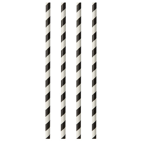 Vier PAPSTAR 100 Trinkhalme, Papier Ø 6 mm von PAPSTAR GmbH sind senkrecht in einer Reihe vor einem schlichten weißen Hintergrund angeordnet.