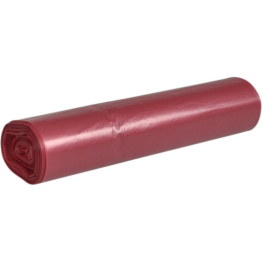 Abgebildet ist ein aufgerolltes Bündel Abena Re-Seller GmbH Abfallsäcke 70 L, 575x1000 mm, 32 my LDPE auf einfarbig weißem Hintergrund - ideal für eine effiziente Müllentsorgung.