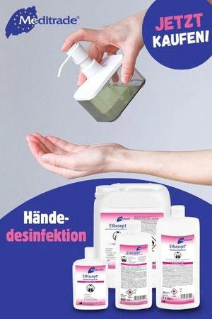 Meditrade Händedesinfektion: Effiziente Desinfektion für Ihre Hände. Jetzt im Online-Shop kaufen. Verschiedene Flaschengrößen und Pumpflaschen erhältlich.