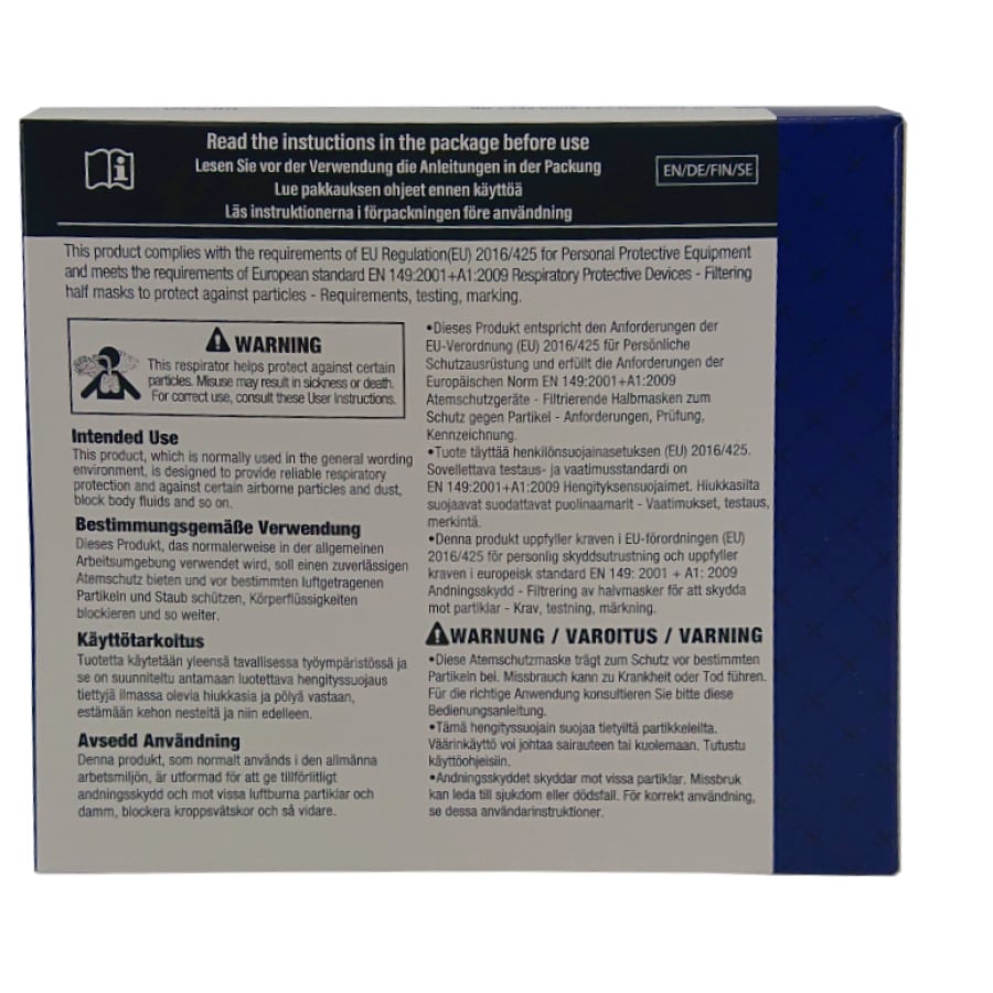 Dýchací maska ​​FFP2, bílá, 10 kusů. / Krabička bez ventilku, ušní poutka | Krabice (10 kusů)