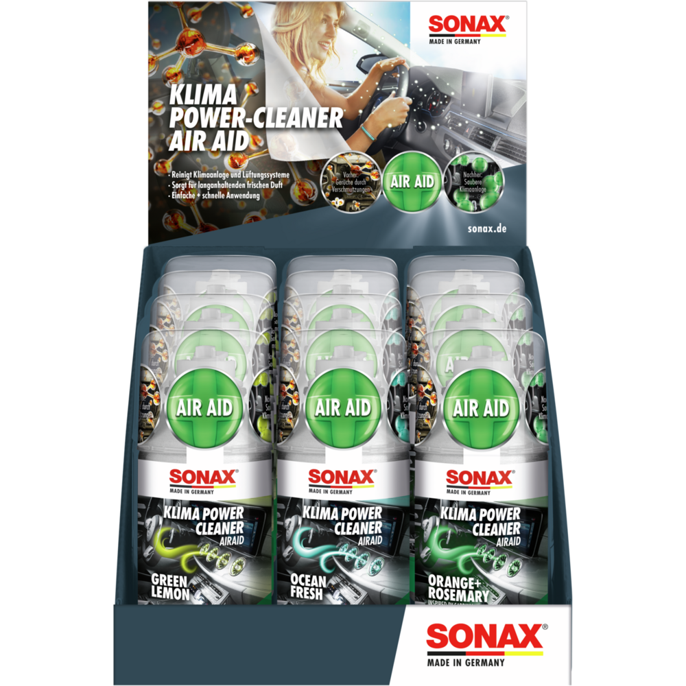 SONAX KlimaPowerCleaner AirAid Thekendisplay gemischt