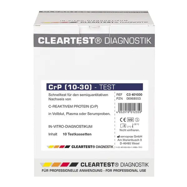 Cleartest CrP (10/30) Cut Off: 10mg/l Reference: 30mg/l Balení: 10 testů | Balíček (10 testů)