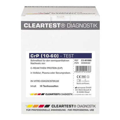 Cleartest CrP HS (10/60) High Sensitive Cut Off: 10mg/l Reference: 60mg/l Balení: 10 testů | Balíček (10 testů)