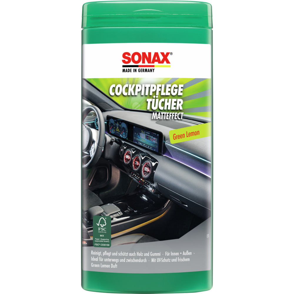 SONAX CockpitPflegeTücher Matteffect Green Lemon Box