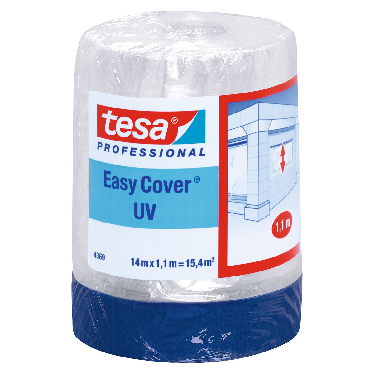tesa Professional 4369 Easy Cover UV Gewebeband, blau 14 m x 1,1 m