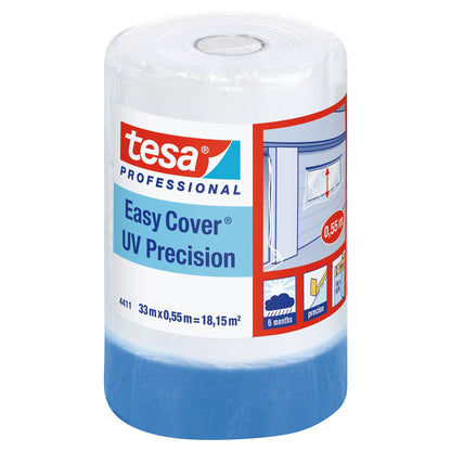 tesa Professional 4411 Easy Cover UV Präzision PLUS HDPE-Folie, hellblau 33 m x 550 mm