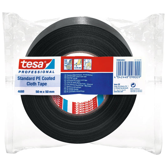 Opravná páska tesa Professional 4688 PE, černá, 50 m × 50 mm