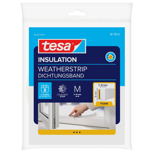 Těsnicí páska tesa INSULATION, bílá, 10 m × 9 mm