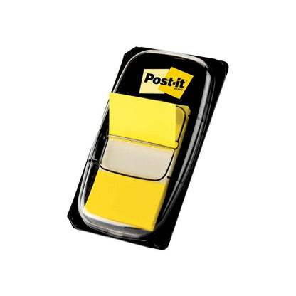 Průhledný dávkovač pojme 50 Post-it® Index záložek, Standard (25,4 mm x 43,2 mm) od 3M Deutschland GmbH, s viditelným logem na černém pozadí.