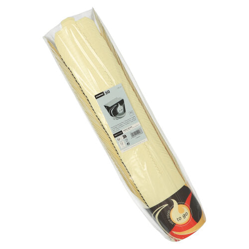 Průhledný plastový obal obsahuje 50 světle žlutých, čtvercových jednorázových Starpak snackboxů „To Go“ (750 ml), s etiketou s podrobnostmi o produktu, obrázkem pohárku a značkou „Starpak“.