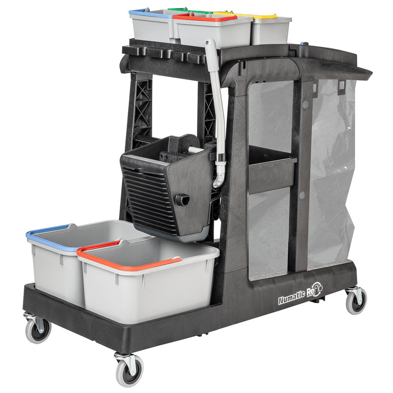 Numatic čisticí vozík EcoMatic EM3 A vč. univerzální lisovací sada SRK16 a kbelíky 4 x 5 litrů | Balení (1 kus)