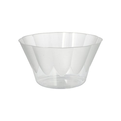 Starpak 10 misk na zmrzlinu a dezerty kulaté 400 ml, Ø 12 cm, 7 cm průhledné plastové misky (10 kusů) mají mírně rozšířené boky a ploché dno, ideální pro dezerty, zobrazené na jednoduchém bílém pozadí.
