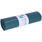 Ein eng gerolltes Bündel blauer DEISS Müllsäcke 575x1000x0,05 mm aus Recycling-LDPE 70 l von EMIL DEISS KG (GmbH + Co.) mit einem weißen Etikett in der Mitte, das die Produktinformation zeigt.