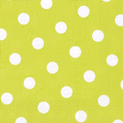 PAPSTAR 20 ubrousků (40x40 cm, 3-vrstvé, 1/4-skládání) od PAPSTAR GmbH vynikají svým limetkově zeleným designem s bílými tečkami a tečkovaným okrajem. Jsou měkké, odolné a ideální pro jakoukoliv příležitost.