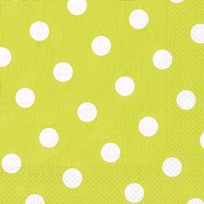 PAPSTAR 20 ubrousků (40x40 cm, 3-vrstvé, 1/4-skládání) od PAPSTAR GmbH vynikají svým limetkově zeleným designem s bílými tečkami a tečkovaným okrajem. Jsou měkké, odolné a ideální pro jakoukoliv příležitost.