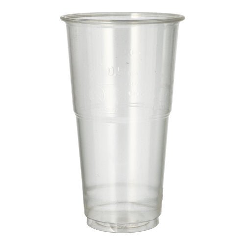 Kelímek na studené nápoje PLA "pure" průhledný s pěnovým okrajem (0,5 l) od společnosti PAPSTAR GmbH stojí vzpřímeně na bílém podkladu, je mírně zúžený a má srolovaný okraj - ekologická volba pro vaše nápoje.