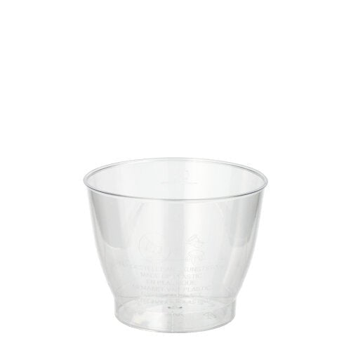 Čirý Starpak 15 kelímek z odolného PS, s objemem 0,1 l, Ø 6,8 cm/5,4 cm, stojí vzpřímeně před jednoduchým bílým pozadím. Plastový kelímek je průzračný a je dodáván v balení po 15 kusech se smršťovací fólií.