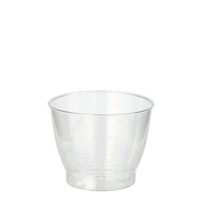 Čirý Starpak 15 kelímek z odolného PS, s objemem 0,1 l, Ø 6,8 cm/5,4 cm, stojí vzpřímeně před jednoduchým bílým pozadím. Plastový kelímek je průzračný a je dodáván v balení po 15 kusech se smršťovací fólií.