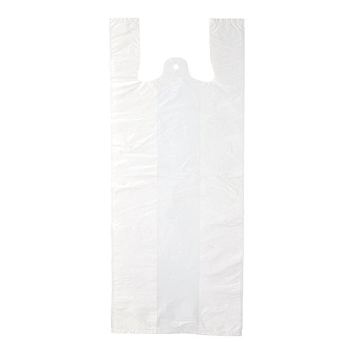 Tašky Starpak 200 s košilkovým uchem, bílý HDPE, jsou ploché, průhledné tašky se dvěma uchy a zářezem nahoře. Na jednoduchém bílém pozadí je tato ekologická taška Starpak ideální pro každodenní použití.