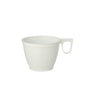Balení 10 bílých kávových šálků Starpak (0,18 l, Ø 7,8 cm, vysoké 6 cm) z odolného PS je na bílém pozadí. Každý šálek má ucho a jednoduchý, kónický tvar – ideální pro každodenní požitek z kávy.