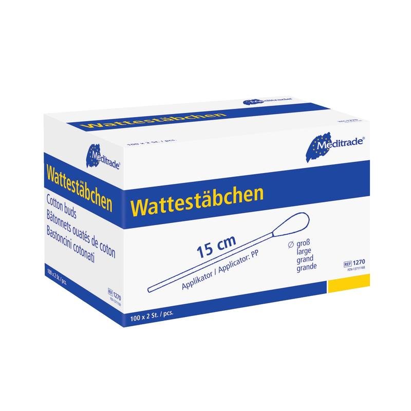 Vatové tampony, sterilně balené, délka: 15 cm