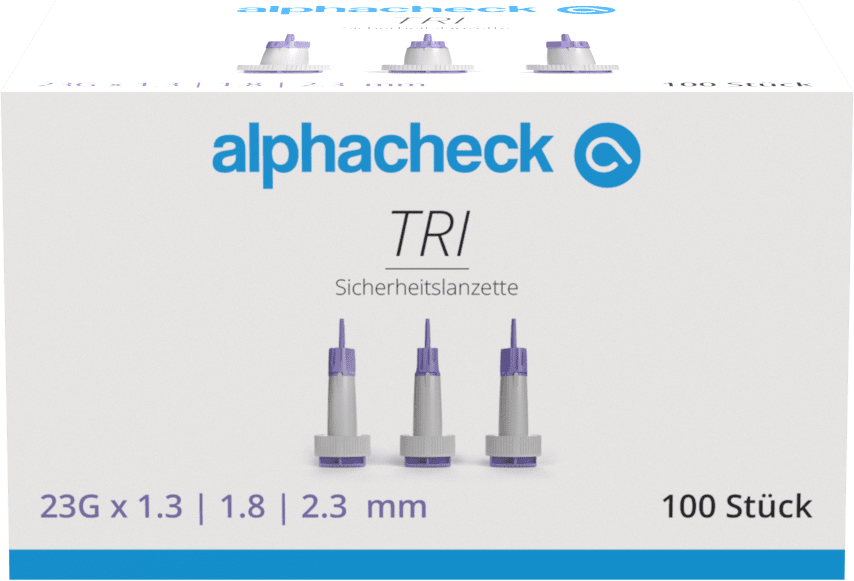 Bezpečnostní lancety Alphacheck TRI 23G | Balení (100 kusů)
