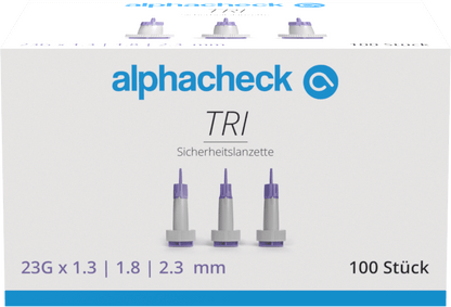 Bezpečnostní lancety Alphacheck TRI 23G | Balení (100 kusů)