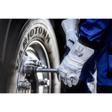 NITRAS SPLIT STAR V, rukavice z hovězí štípenky, přírodní barva / šedá, EN 388 bavlna | Balení (12 párů)