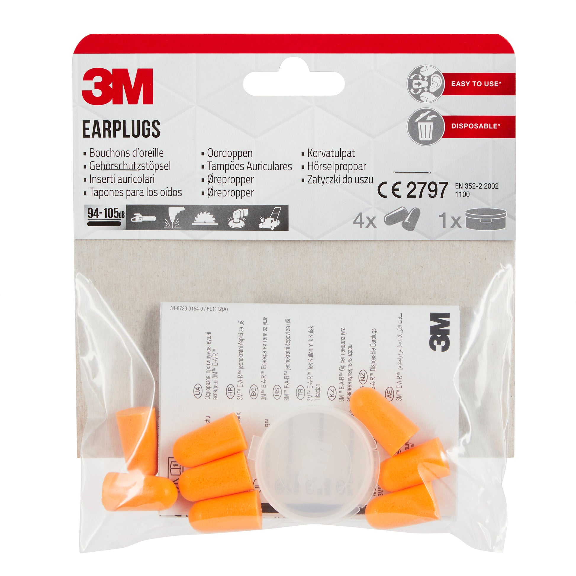 Die 3M™ Arbeitsschutz-Starter-Box für Profis 1000MCWE von 3M Deutschland GmbH enthält Atem-, Augen- und Gehörschutz in einem Set pro Packung, mit mehrsprachigen Produktinformationen und Anweisungen auf der Verpackung.