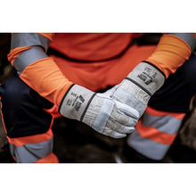 NITRAS ZEUS, celozrnné rukavice z hovězí kůže, barva přírodní / šedá