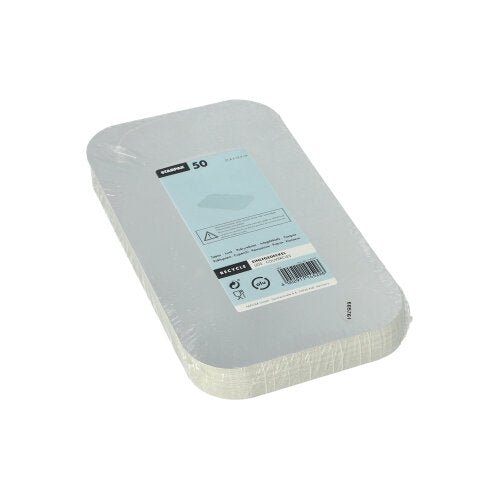 Stoh 50 Starpak PP-potahovaných vkládacích víček, velikost 21,8 x 12,3 cm, je zabalen do smršťovací fólie a opatřen modro-bílou etiketou s informacemi o produktu a čárovým kódem.