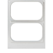 Kazeta Duni GmbH DF15/25 pro PP 1/4 GN misky (265x161 mm, 2 použití) je kovová deska se dvěma centrálními, zaoblenými obdélníkovými otvory a malými rohovými otvory pro upevnění - ideální pro skladování potravin v gastronomii. Balení: 1 kus.