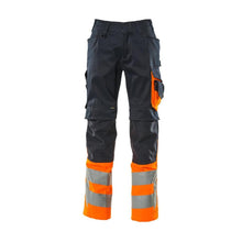 Kalhoty MASCOT® Leeds, černá modrá/hi-vis oranžová