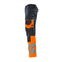 Kalhoty MASCOT® Leeds, černá modrá/hi-vis oranžová