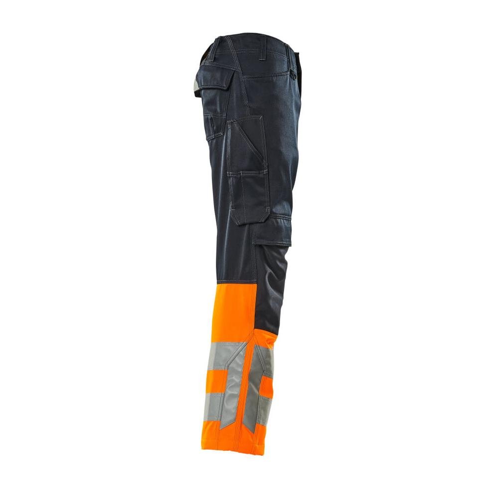 Kalhoty MASCOT® Leeds, černá modrá/hi-vis oranžová