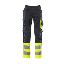 Kalhoty MASCOT® Leeds, černá modrá/hi-vis žlutá