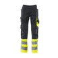 Kalhoty MASCOT® Leeds, černá modrá/hi-vis žlutá