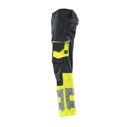 Kalhoty MASCOT® Leeds, černá modrá/hi-vis žlutá