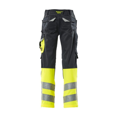 Kalhoty MASCOT® Leeds, černá modrá/hi-vis žlutá