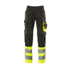 Kalhoty MASCOT® Leeds, černá/hi-vis žlutá
