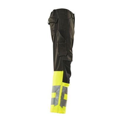 Kalhoty MASCOT® Leeds, černá/hi-vis žlutá