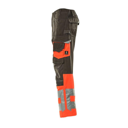 Kalhoty MASCOT® Leeds, tmavě antracitová/hi-vis červená