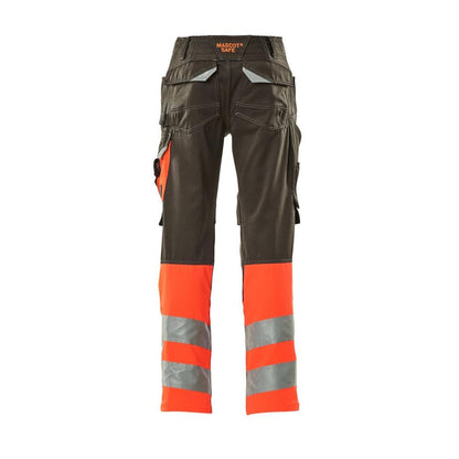 Kalhoty MASCOT® Leeds, tmavě antracitová/hi-vis červená