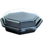Uzavřený Octaview® (C&C balení s 127800) Černý/Průhledný PS 190x190x60 Takeout-kontejner od společnosti Duni GmbH, zobrazený na bílém pozadí. Balení po 35 kusech.