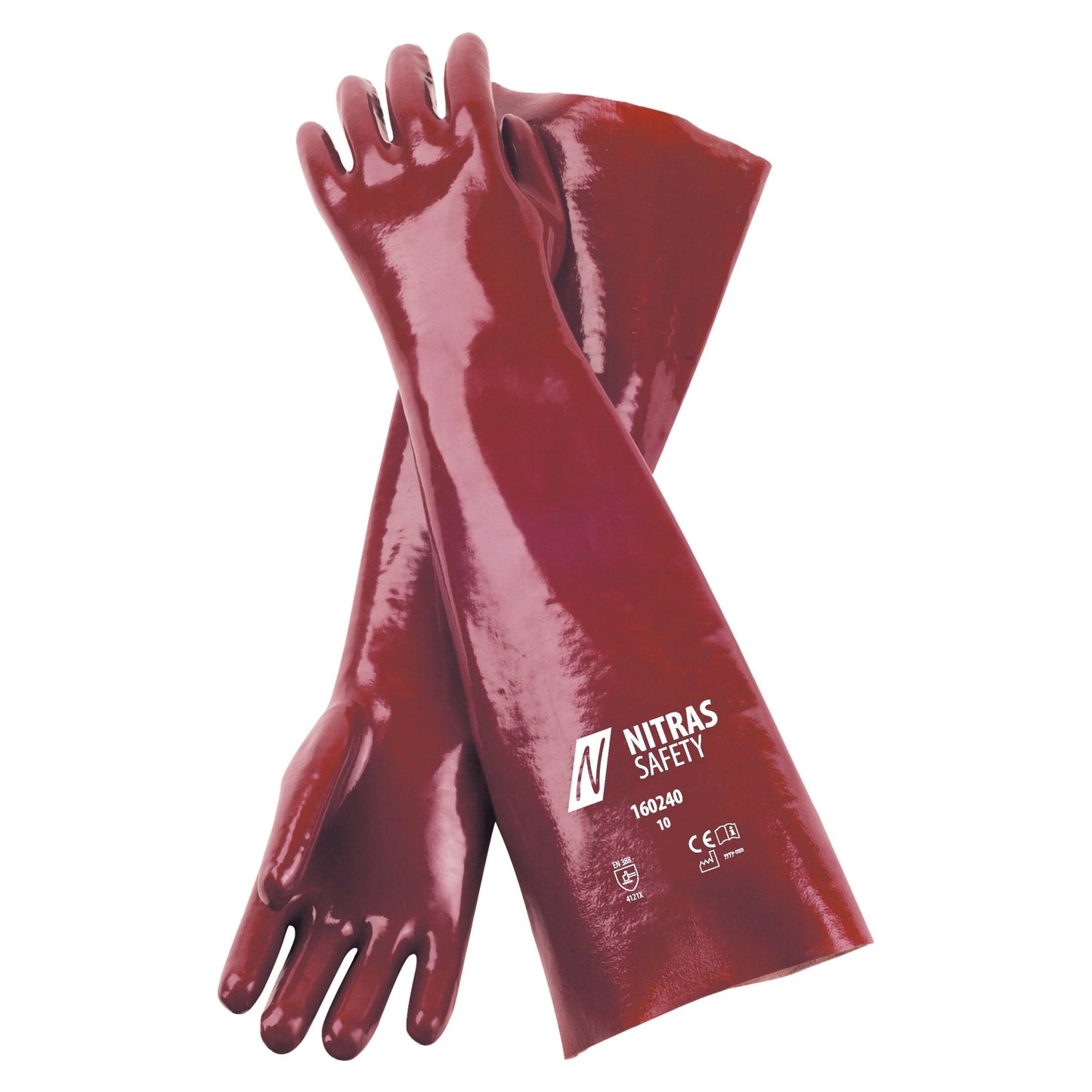 NITRAS PVC rukavice, červené, EN 388 bavlněný žerzej | Balení (12 párů)
