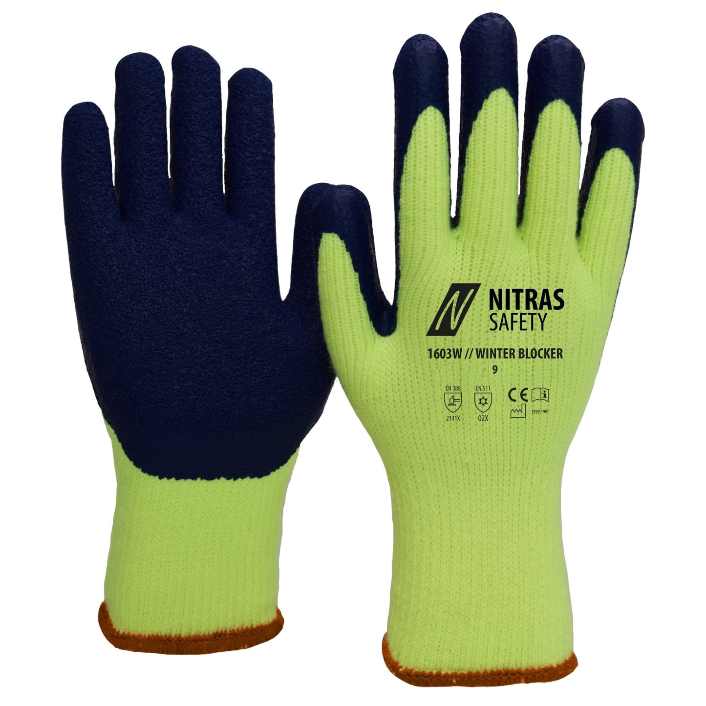 NITRAS WINTER BLOCKER, zimní rukavice, neonově žlutá / modrá