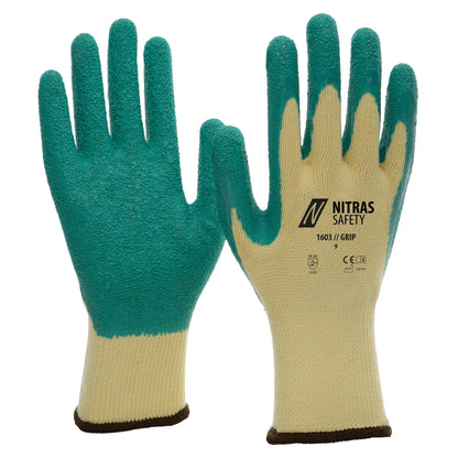 NITRAS GRIP, latexové rukavice, žlutá / zelená