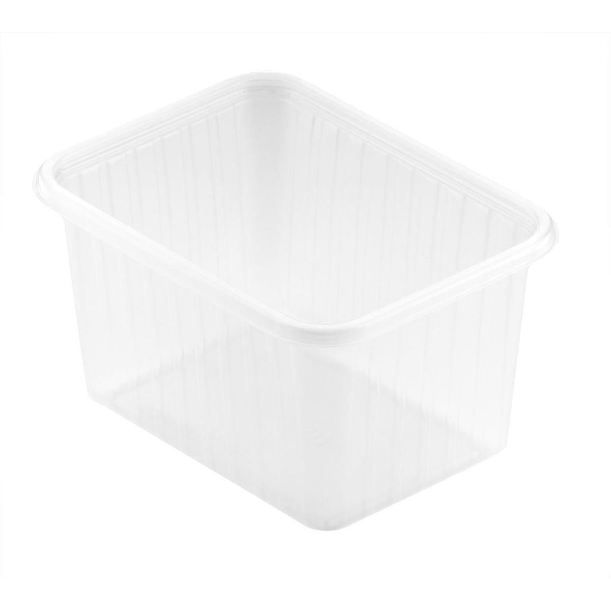 Fixpack® obdélníková průhledná PP 146x110mm úložná krabice od společnosti Duni GmbH je zobrazena prázdná na bílém pozadí, což podtrhuje její čirý, obdélníkový a funkční design.