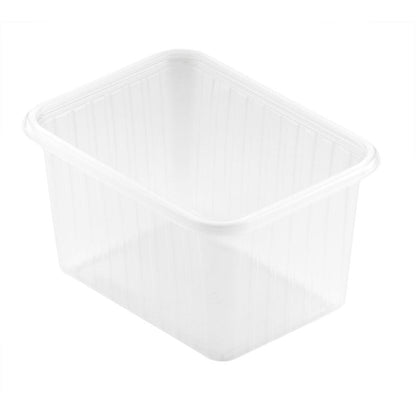 Fixpack® obdélníková průhledná PP 146x110mm úložná krabice od společnosti Duni GmbH je zobrazena prázdná na bílém pozadí, což podtrhuje její čirý, obdélníkový a funkční design.